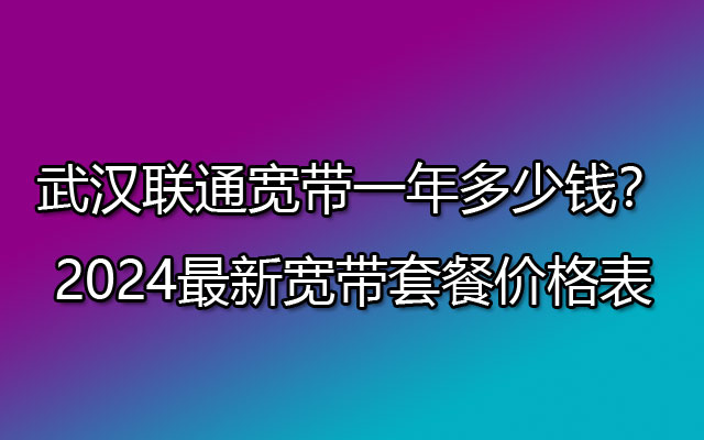 武汉联通宽带一年多少钱？包月呢？2024最新宽带套餐价格表